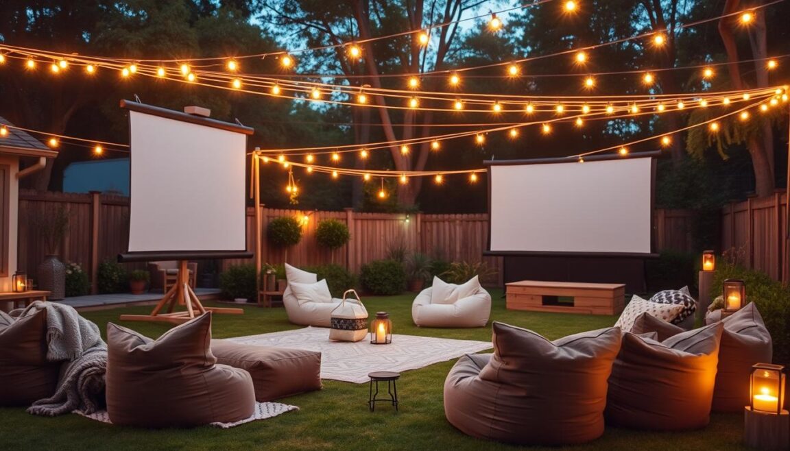 backyard movie setup