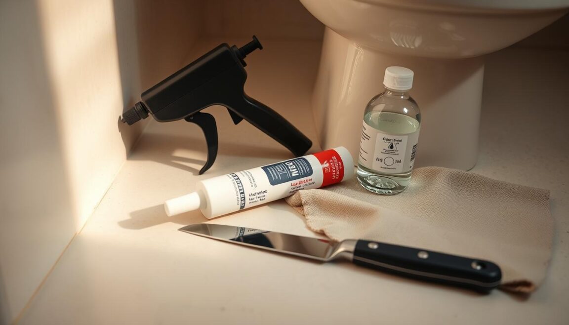 caulking toilet