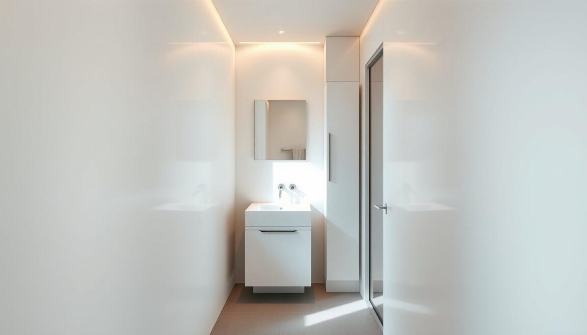 narrow bathroom layout