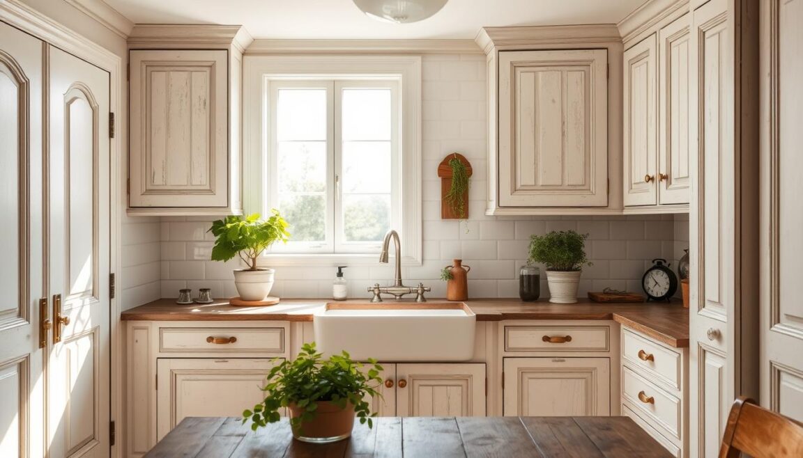 antique white kitchen cabinets