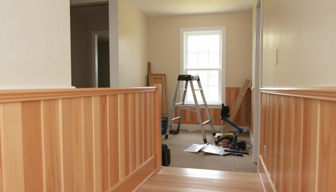 stair wainscoting installation